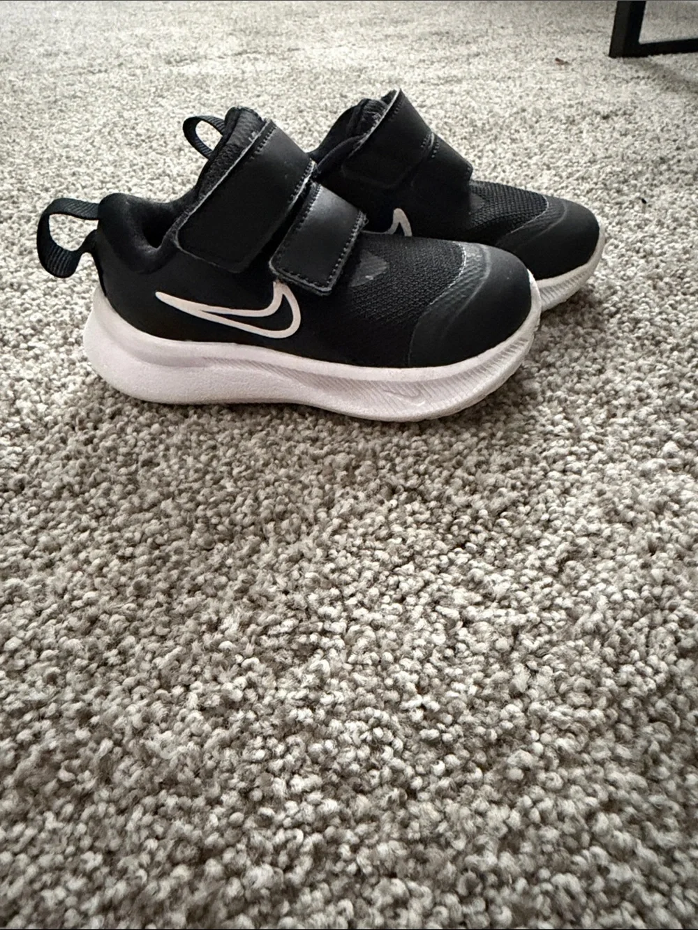 Nike Kids Black and White Velcro Athletic Sneakers